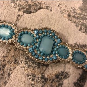 Nordstrom Turquoise & Gray S/M Beaded waist Belt